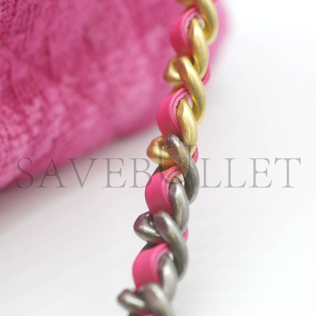 Ch*el 19 flap bag tweed quilted in pink with mixed hardware as1160 (26*16*9cm)